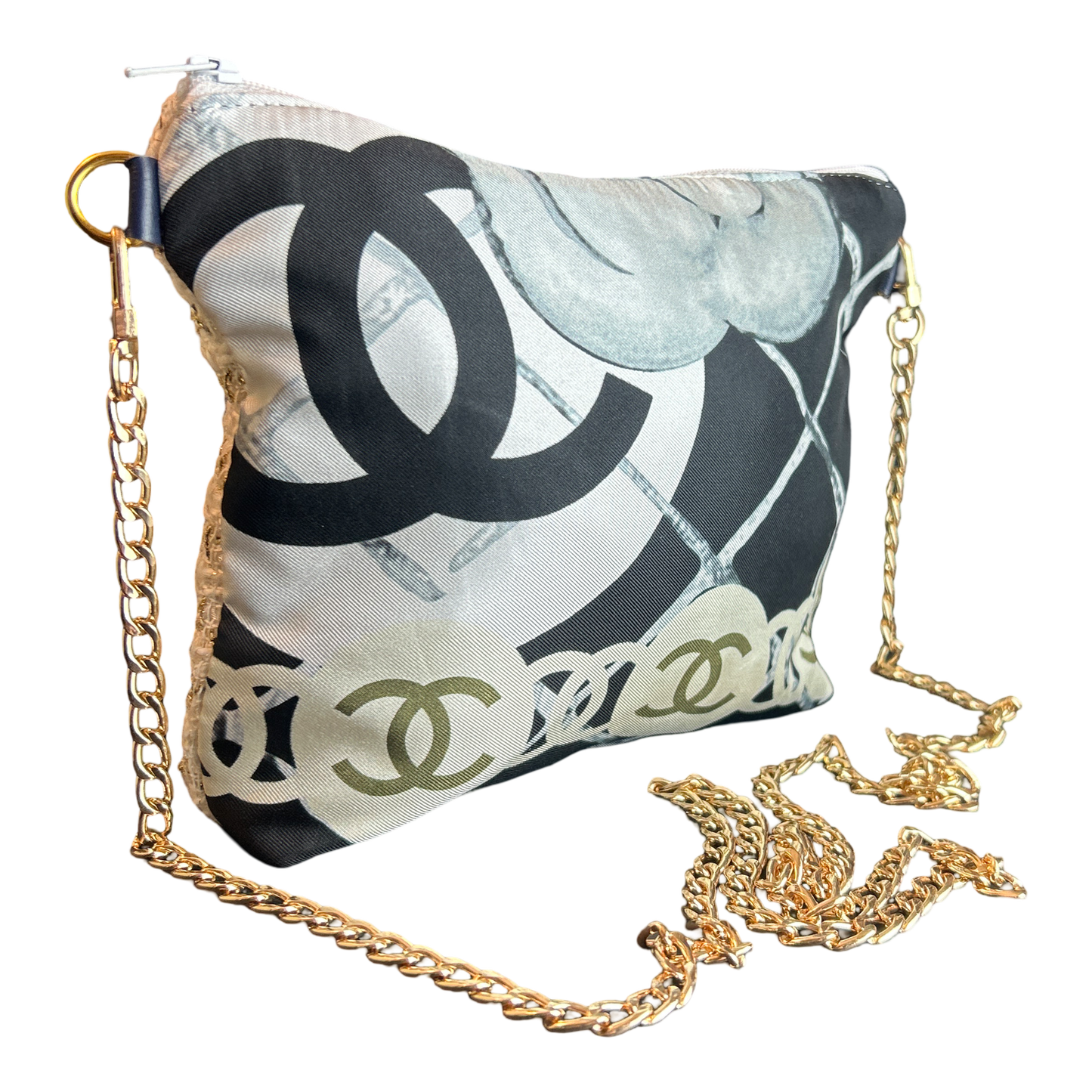 CC Logo Camellia Noir Vintage Scarf Crossbody Bag