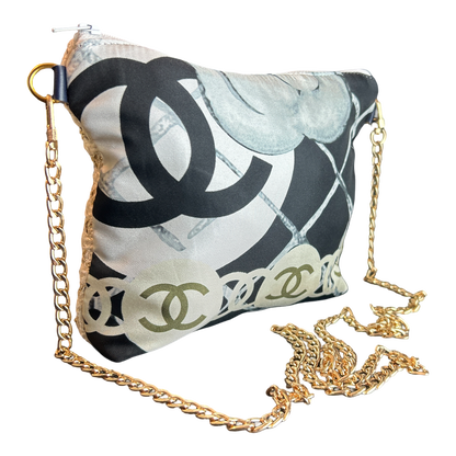 CC Logo Camellia Noir Vintage Scarf Crossbody Bag
