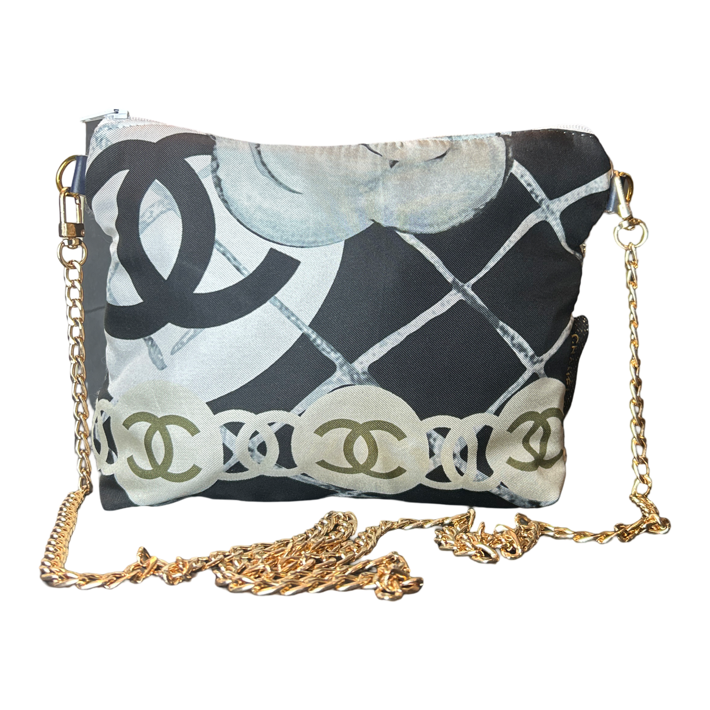 CC Logo Camellia Noir Vintage Scarf Crossbody Bag