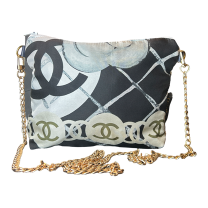 CC Logo Camellia Noir Vintage Scarf Crossbody Bag