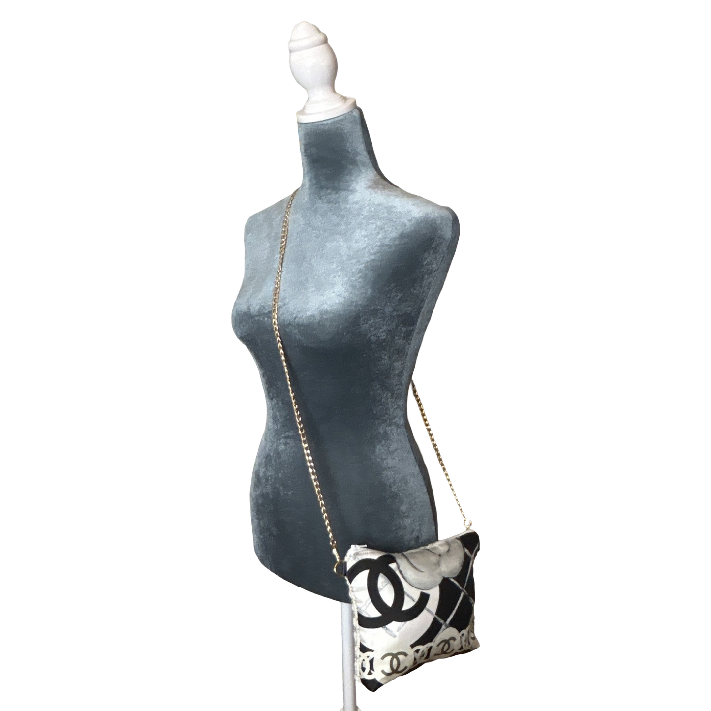 CC Logo Camellia Noir Vintage Scarf Crossbody Bag