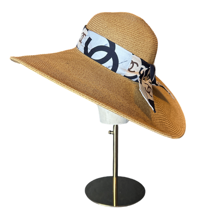 CC Logo Camellia Noir Perfect Straw Sun Hat