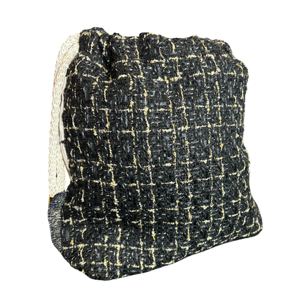 CC Logo Camellia Noir Vintage Scarf Drawstring Crossbody Bag