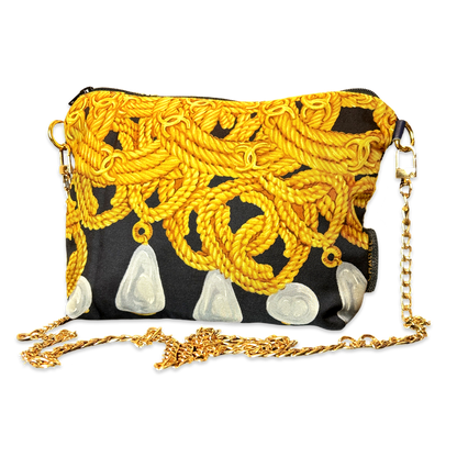 CC Logo Chain Noir Vintage Scarf Crossbody Bag