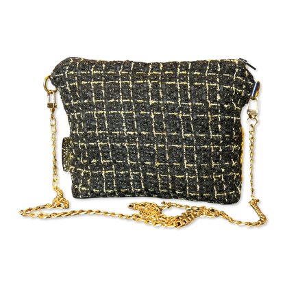 CC Logo Chain Noir Vintage Scarf Crossbody Bag