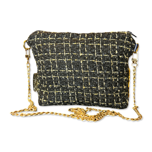 CC Logo Chain Noir Vintage Scarf Crossbody Bag