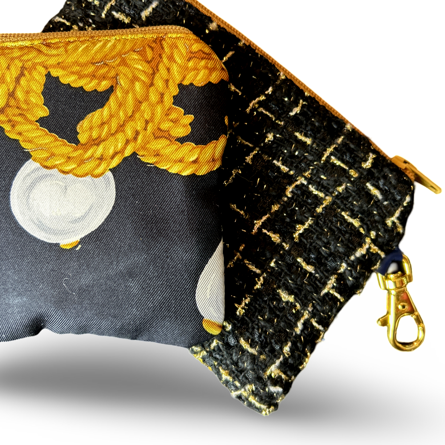 CC Logo Chain Noir Vintage Silk Scarf Coffee Run Keychain Bag