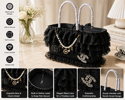 Black Lace Pet Carrier Basket
