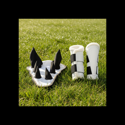 Sparkling White Dragon Saddle Pad, Ear Bonnet & Horse Boot Set