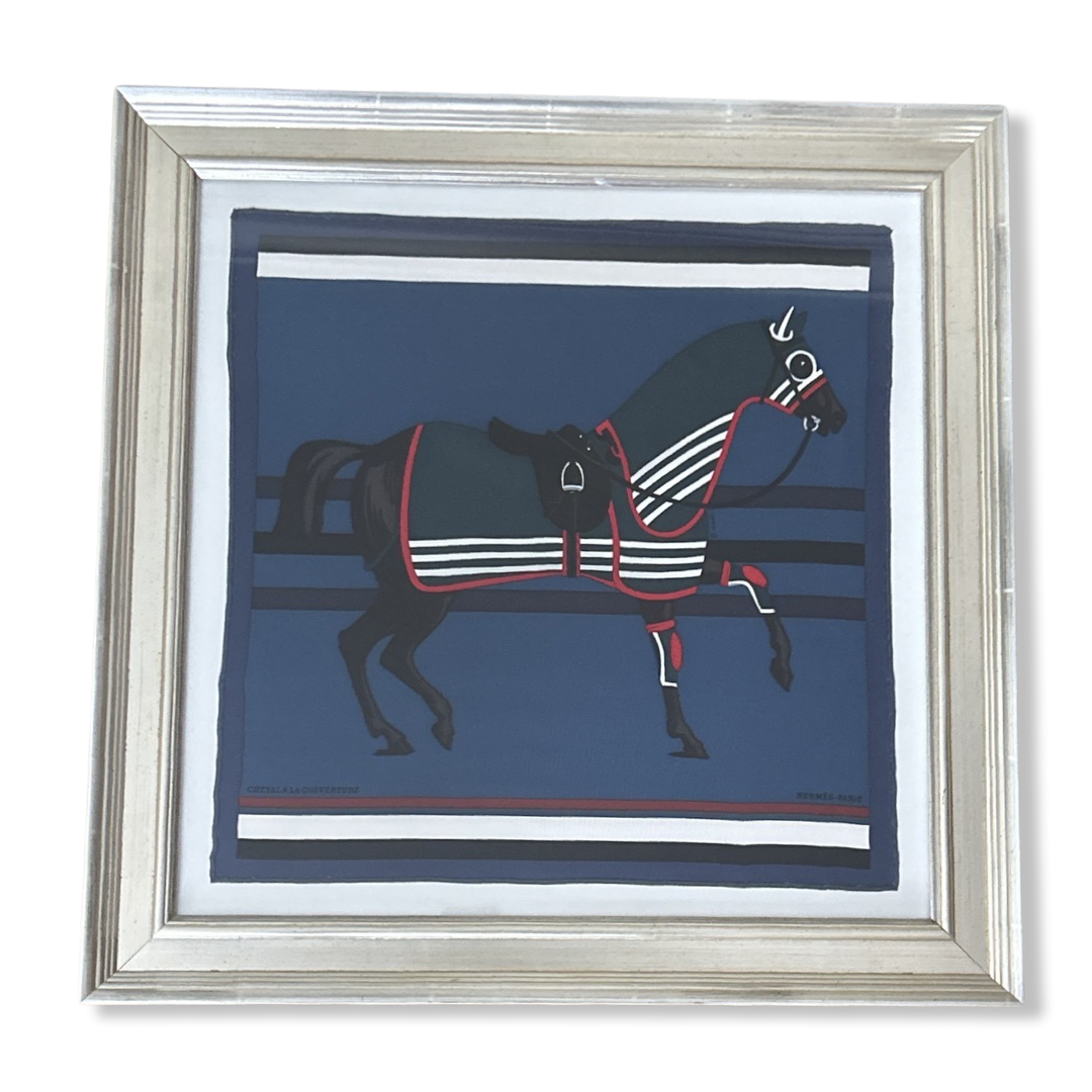 Cheval a la Couverture Framed Vintage Silk Scarf 22"