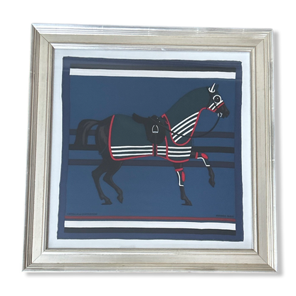 Cheval a la Couverture Framed Vintage Silk Scarf 22"