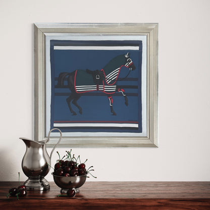 Cheval a la Couverture Framed Vintage Silk Scarf 22"