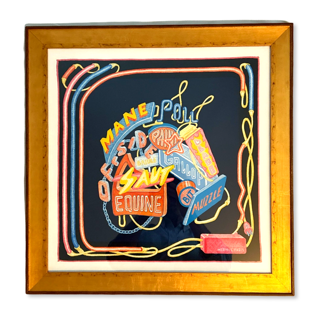 Chevaloscope Neon Framed Vintage Silk Scarf 22"