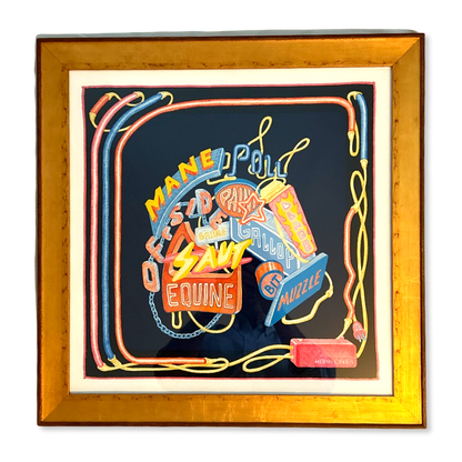 Chevaloscope Neon Framed Vintage Silk Scarf 22"