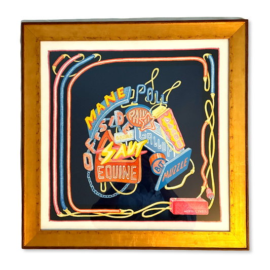 Chevaloscope Neon Framed Vintage Silk Scarf 22"