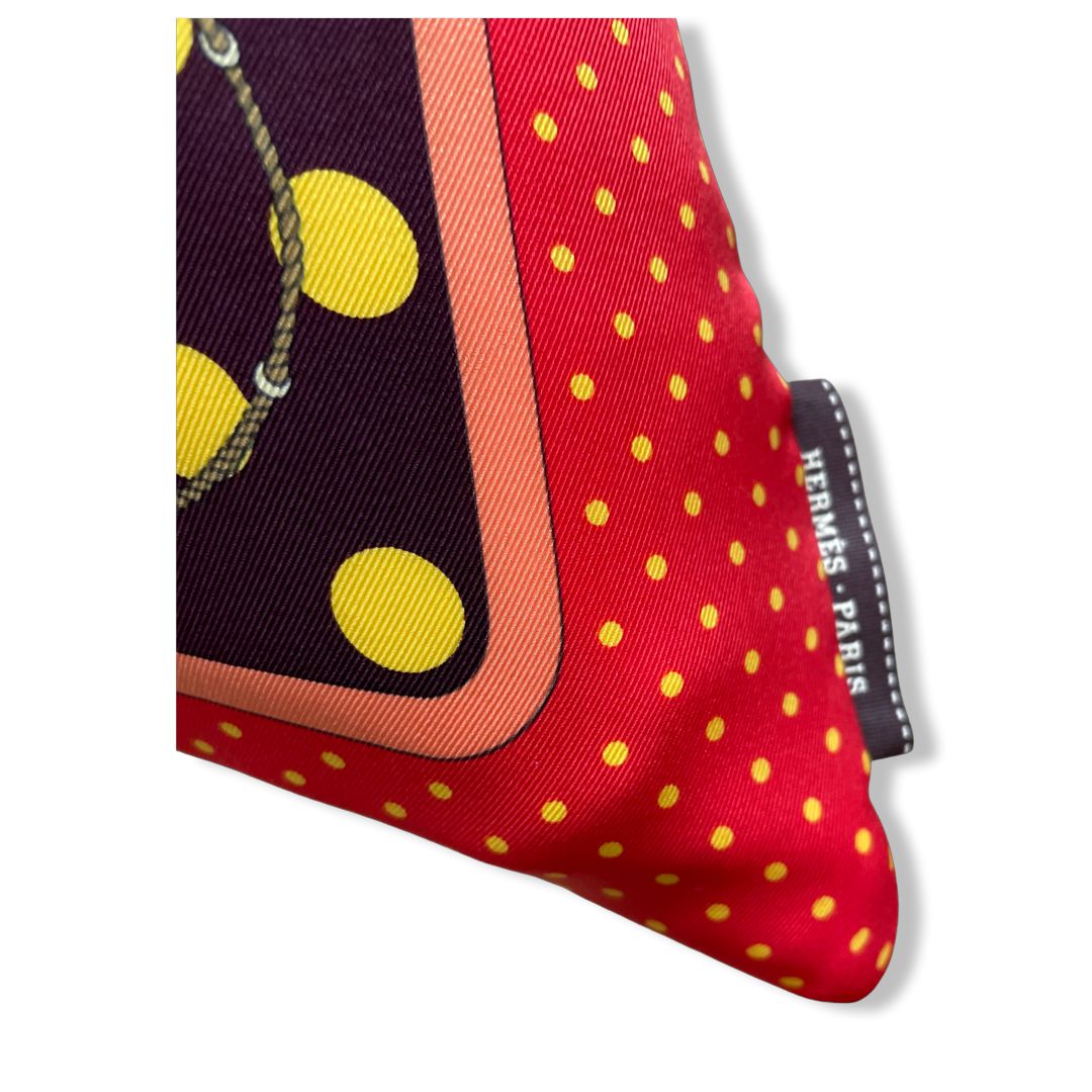 Clic Clac a Pois Vintage Silk Scarf Pillow 28"