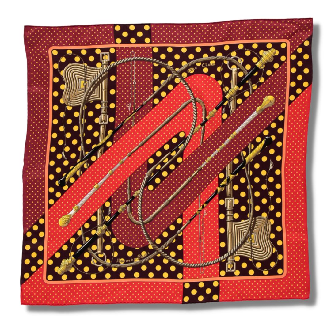 Clic Clac a Pois Vintage Silk Scarf Pillow 28"