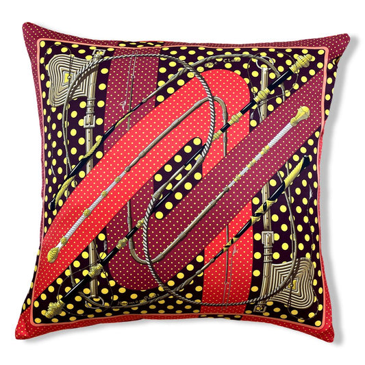 Clic Clac a Pois Vintage Silk Scarf Pillow 28"