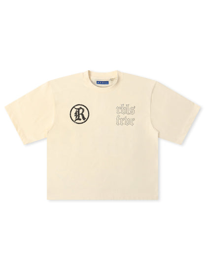 Rebel Denim Developmental Saints Cropped Tee - Cream