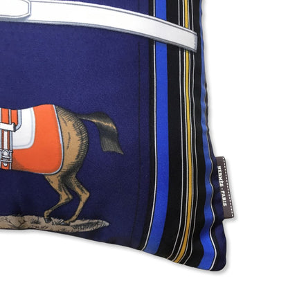Couvertures et Tenues du Jour Blue Vintage Silk Scarf Lumbar Pillow 35"
