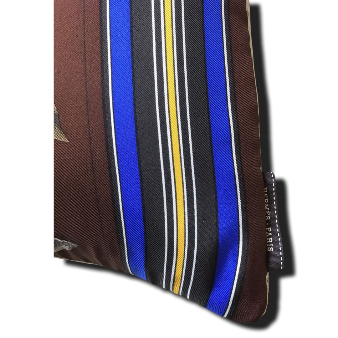 Couvertures et Tenues du Jour Brown Vintage Silk Scarf Lumbar Pillow 35"