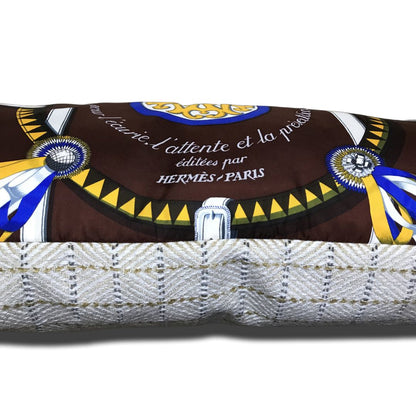 Couvertures et Tenues du Jour Brown Vintage Silk Scarf Lumbar Pillow 35"