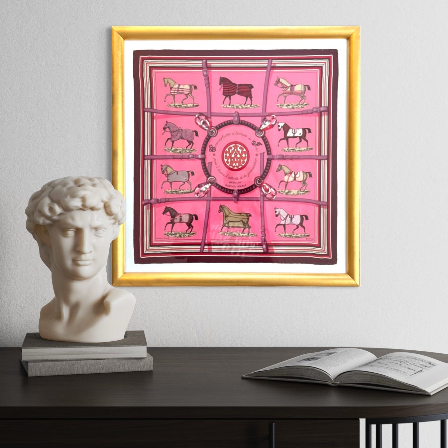 Couvertures et Tenues du Jour Framed Vintage Silk Scarf 21"