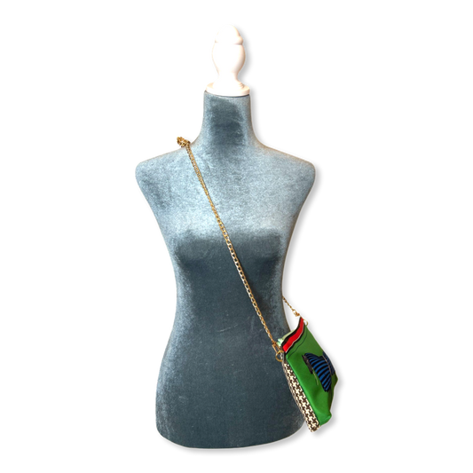 Couvertures et Tenues du Jour Green Vintage Scarf Crossbody Bag