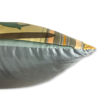 Couvertures et Tenues du Jour Pastel Vintage Silk Scarf Lumbar Pillow 35"