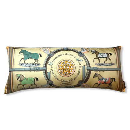 Couvertures et Tenues du Jour Pastel Vintage Silk Scarf Lumbar Pillow 35"