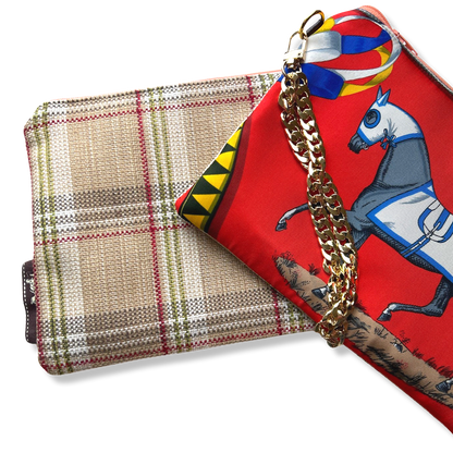 Couvertures et Tenues du Jour Red Vintage Scarf Crossbody Bag