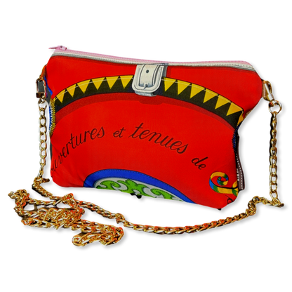 Couvertures et Tenues du Jour Red Vintage Scarf Crossbody Bag