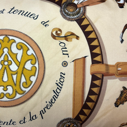 Couvertures et Tenues du Jour Tan Vintage Silk Scarf Lumbar Pillow 35"