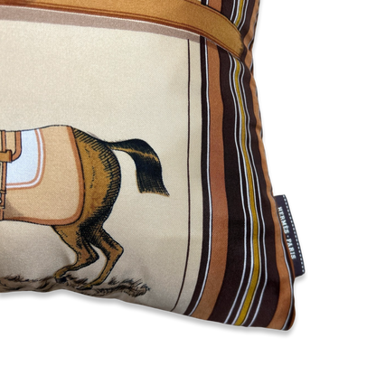 Couvertures et Tenues du Jour Tan Vintage Silk Scarf Lumbar Pillow 35"