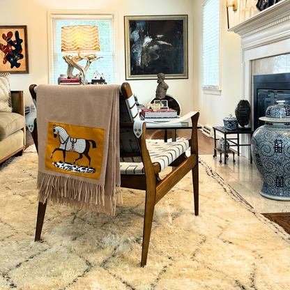 Couvertures et Tenues du Jour Vintage Silk Scarf & Cashmere Throw Blanket