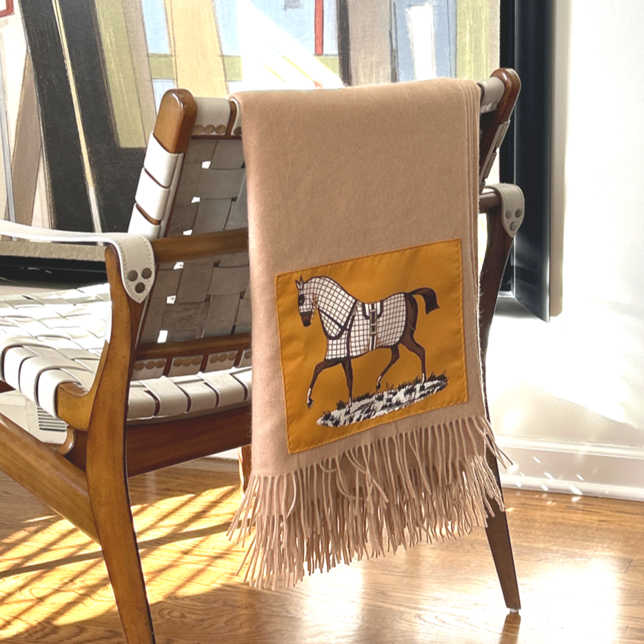 Couvertures et Tenues du Jour Vintage Silk Scarf & Cashmere Throw Blanket