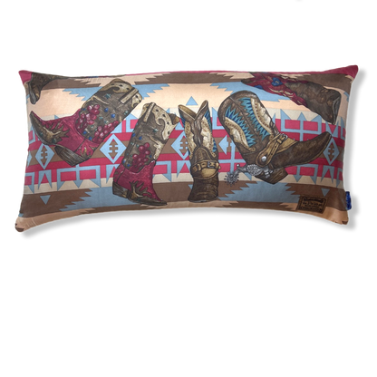 Cowboy Boots Vintage Silk Scarf Pillows 35"