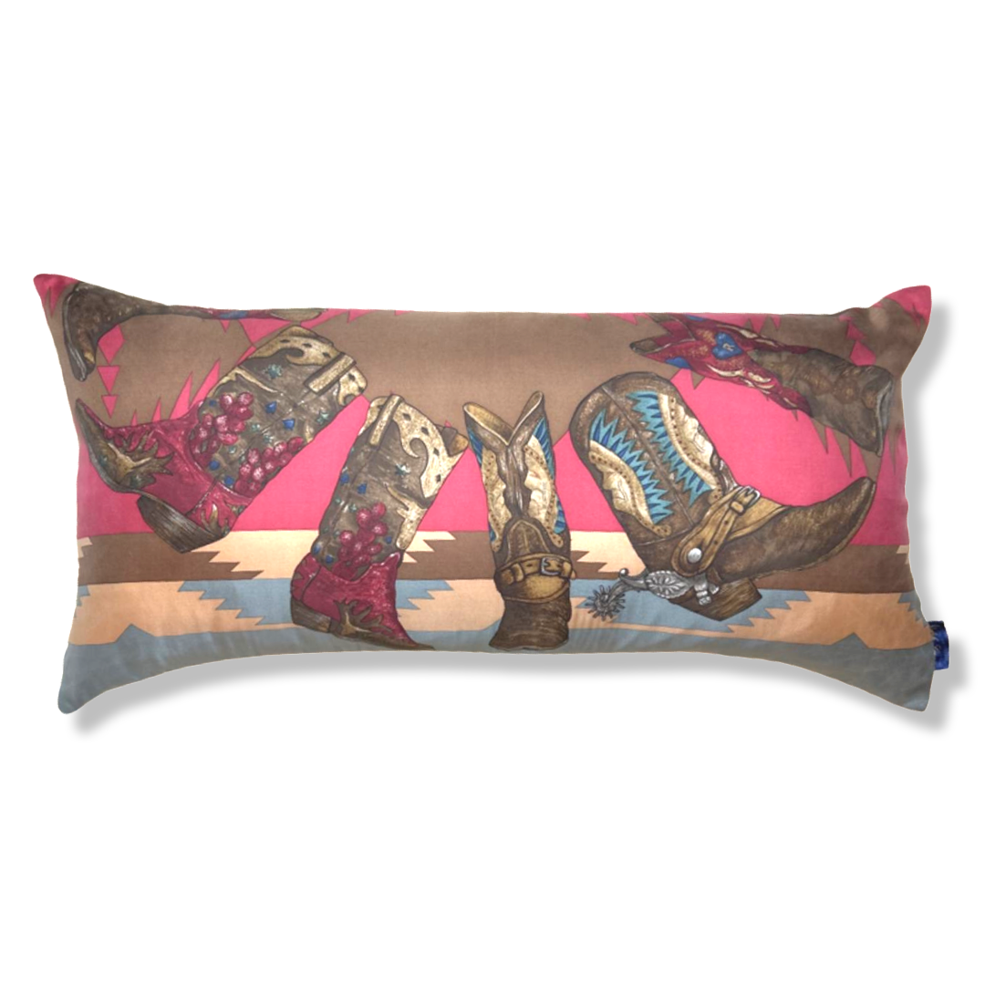 Cowboy Boots Vintage Silk Scarf Pillows 35"