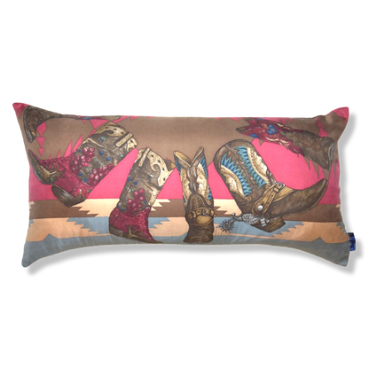 Cowboy Boots Vintage Silk Scarf Pillows 35"