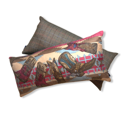 Cowboy Boots Vintage Silk Scarf Pillows 35"