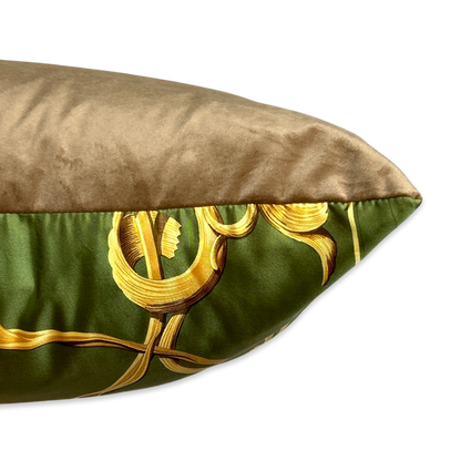Crown Vintage Silk Scarf Lumbar Pillow 35"