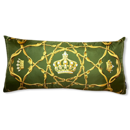 Crown Vintage Silk Scarf Lumbar Pillow 35"
