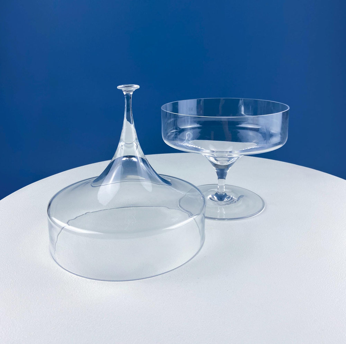 Crystal Clear Footed Candy Bowl or Serving Dish with Empoli Style Lid. Unique Mid Century Modern Apothecary Jar. Home Store Cafe Decor.