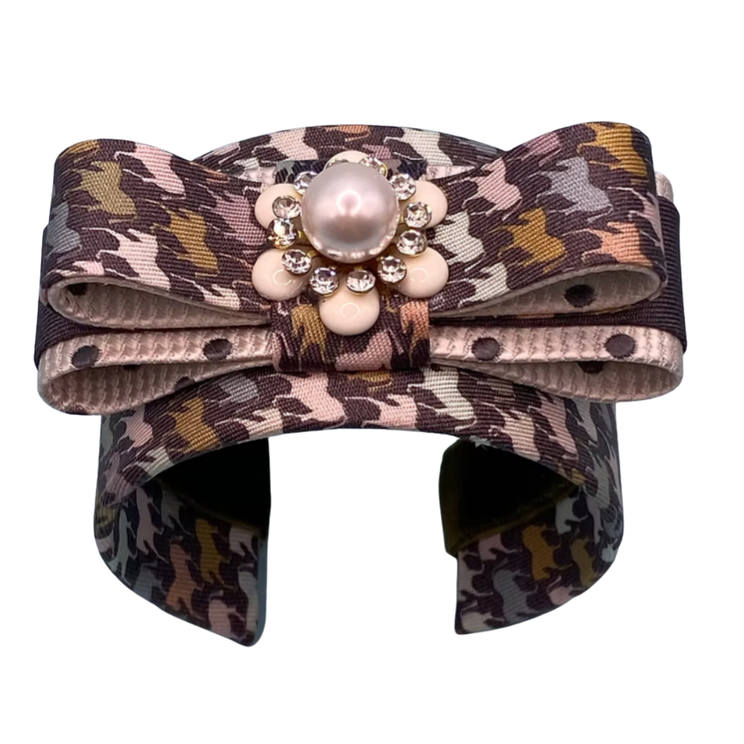 Equestrian Vintage Silk Necktie Cuff Bracelet