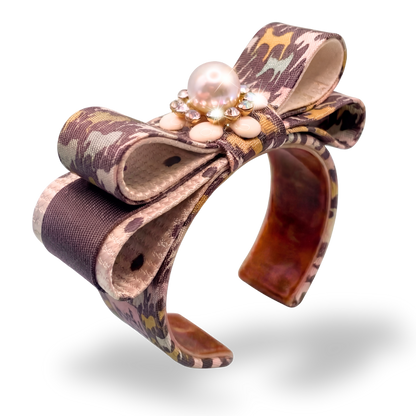 Equestrian Vintage Silk Necktie Cuff Bracelet