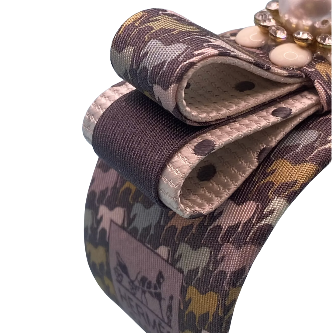 Equestrian Vintage Silk Necktie Cuff Bracelet