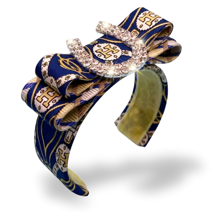 Horseshoe Vintage Silk Necktie Cuff Bracelet