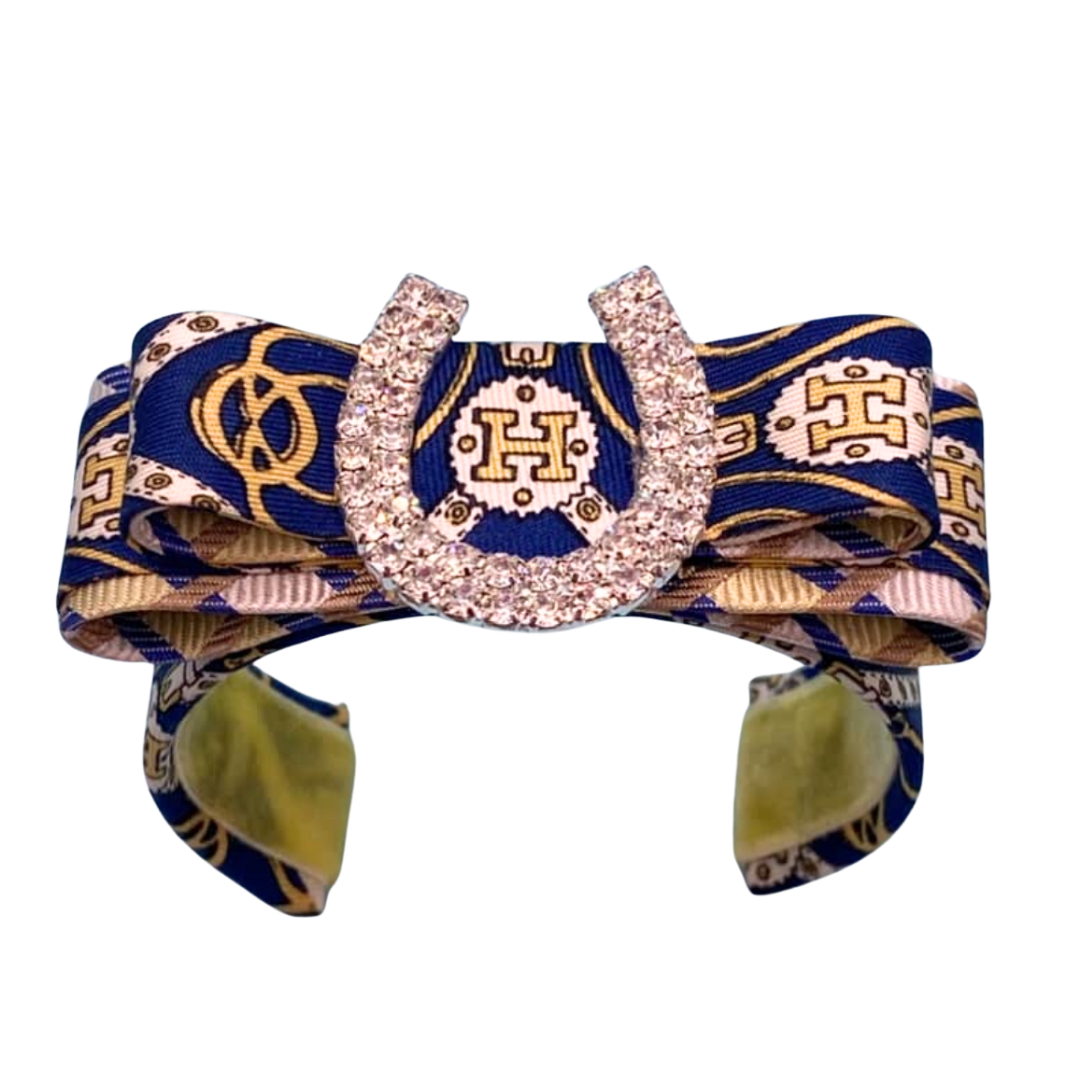 Horseshoe Vintage Silk Necktie Cuff Bracelet