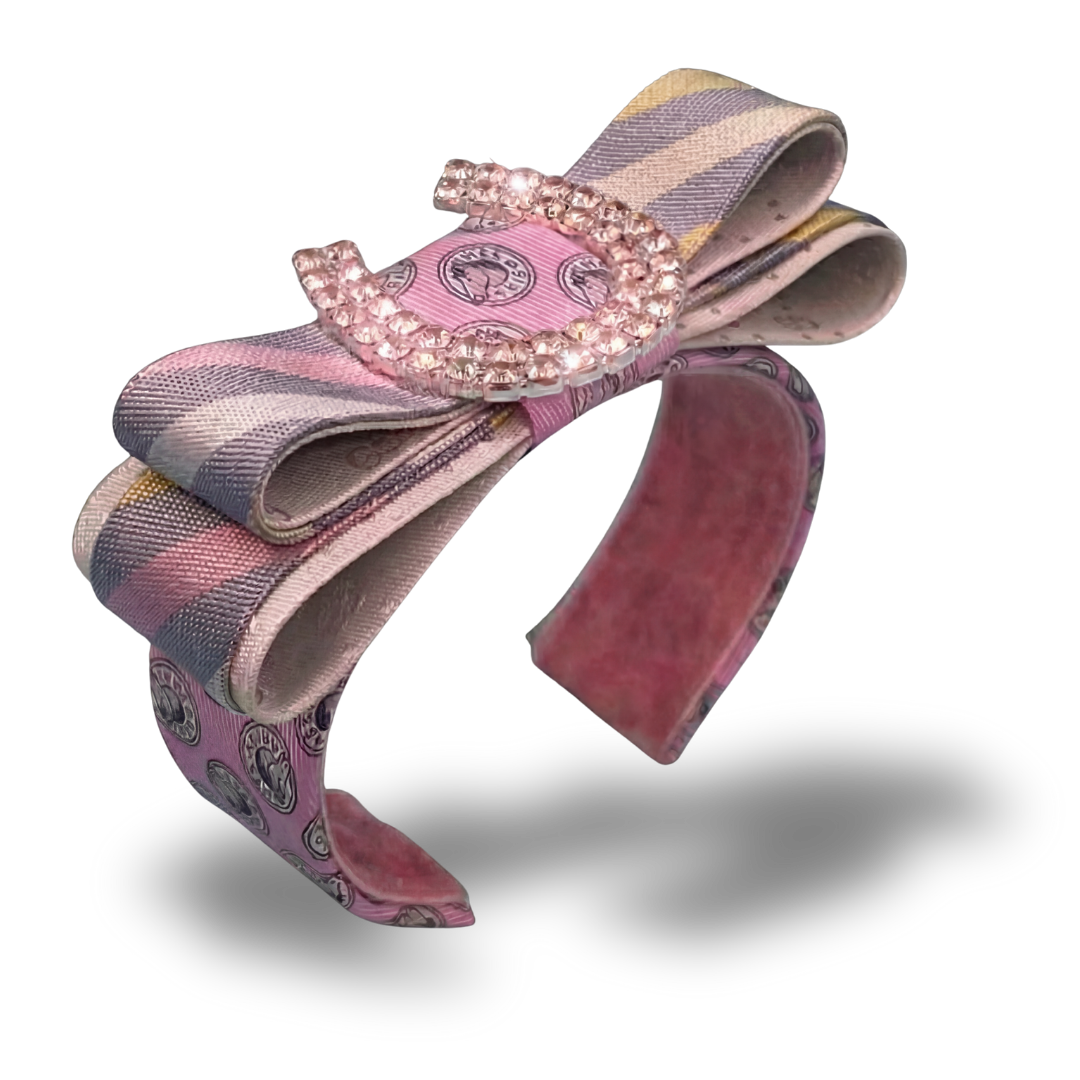Horseshoe Vintage Silk Necktie Cuff Bracelet