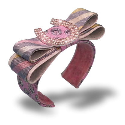 Horseshoe Vintage Silk Necktie Cuff Bracelet